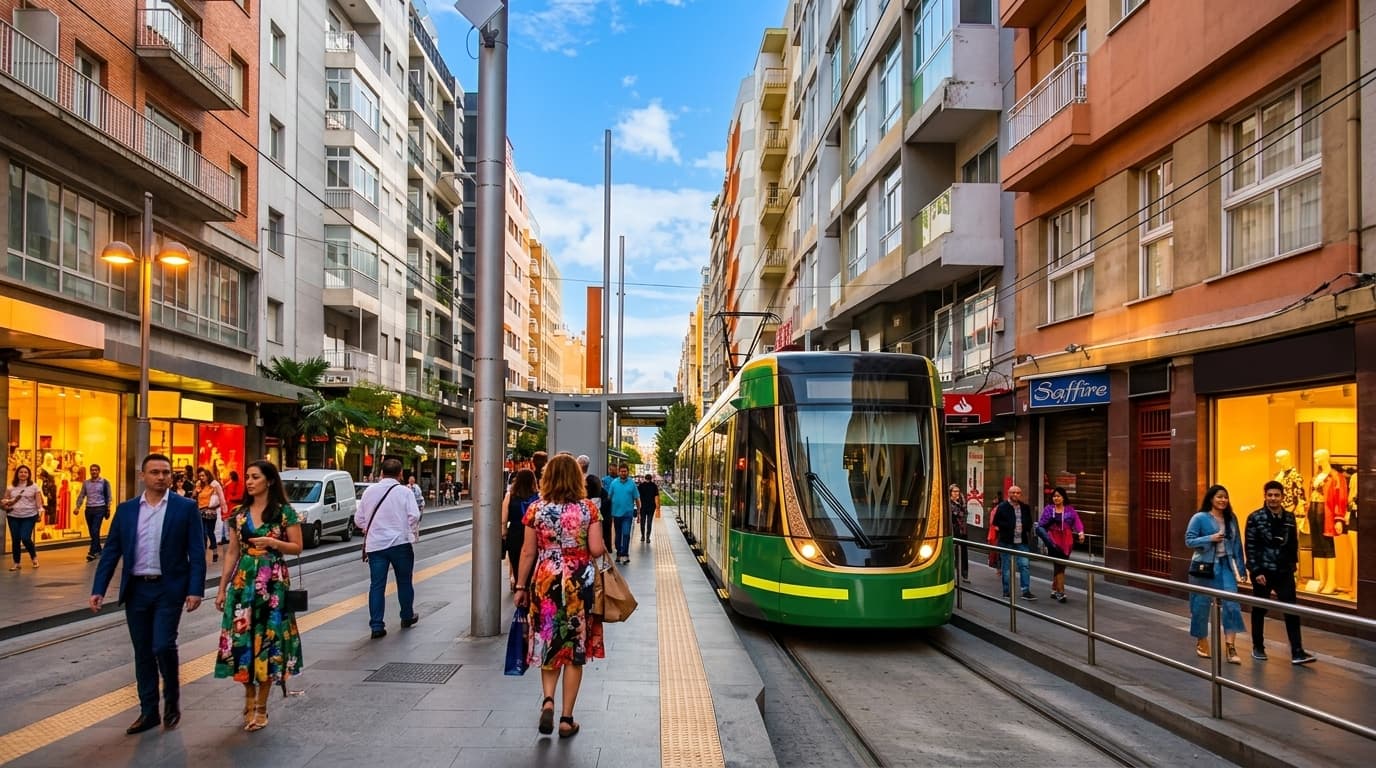A bright editorial photograph for getting around: Melbourne tram platform